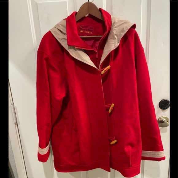 Vintage Herman Kay red wool toggle coat 8 - Picture 4 of 10